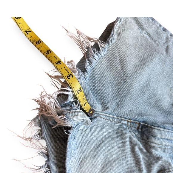 Alexander Wang Denim Jean Bite Short Shorts Distressed Size 24 Cotton Blue - Picture 6 of 9